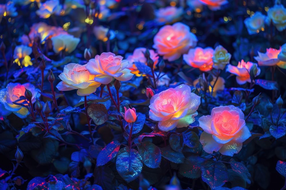 Bioluminescence roses background backgrounds flower plant.