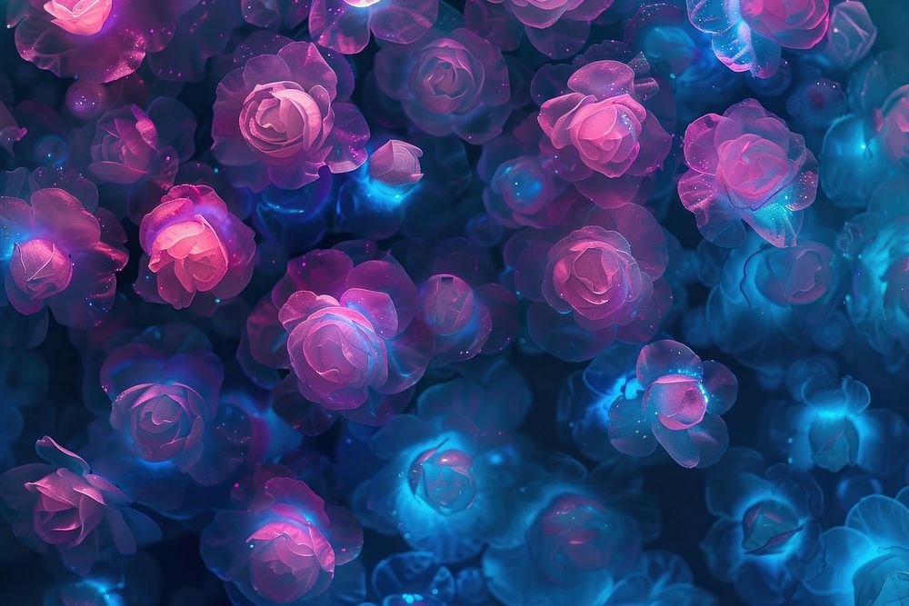 Bioluminescence roses background backgrounds blue vibrant color.