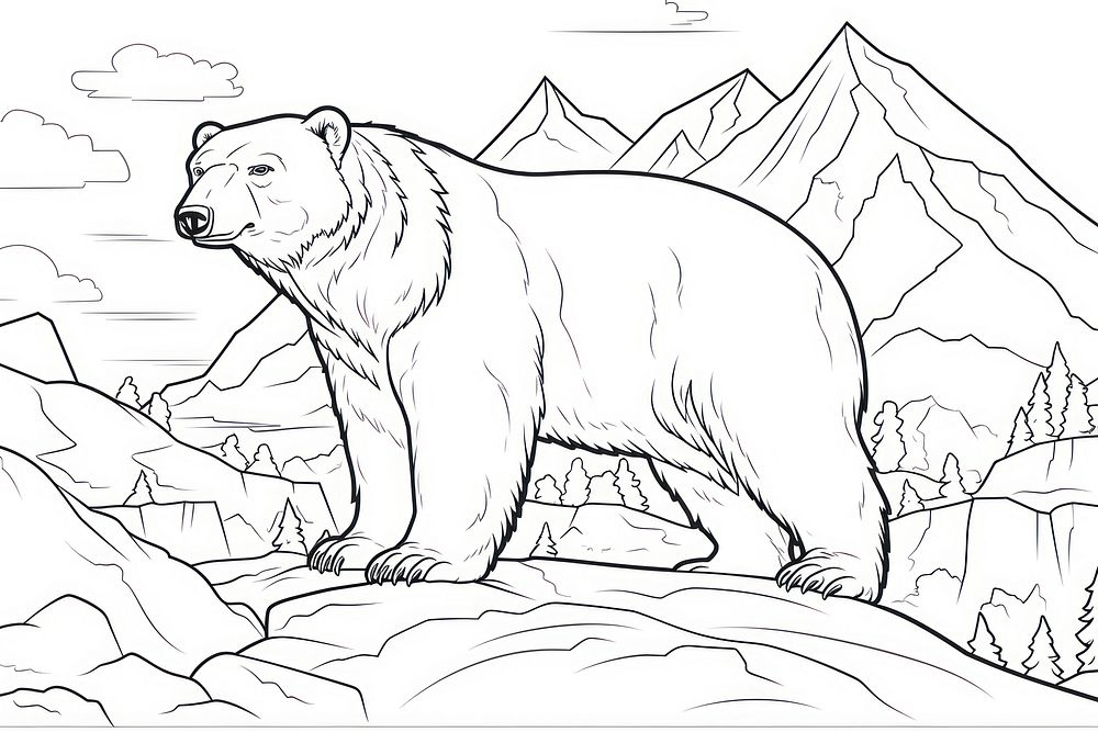 Polar bear on iceberg sketch drawing animal.