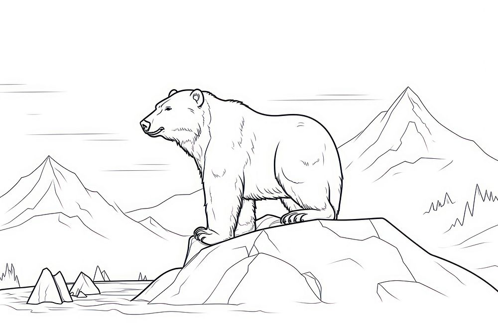 Polar bear on iceberg sketch drawing mammal.