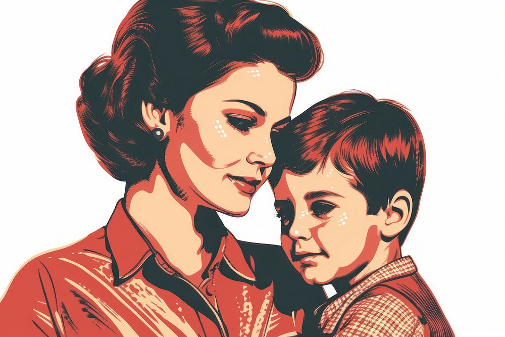 Mother and a son portrait art togetherness.