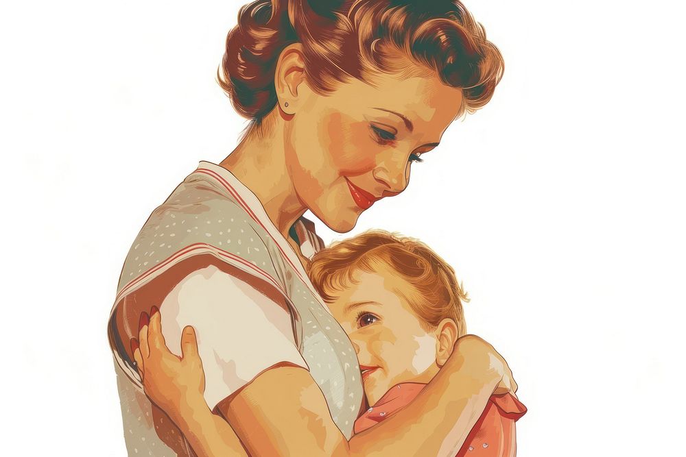 Mother holding a toddler portrait hugging adult.