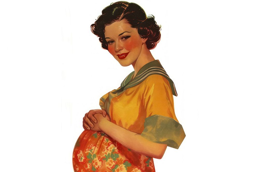 Pregnant mother art dress white background.