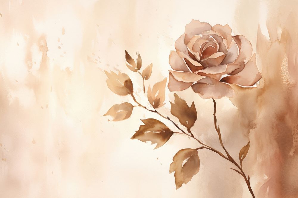 Rose watercolor background painting flower plant.