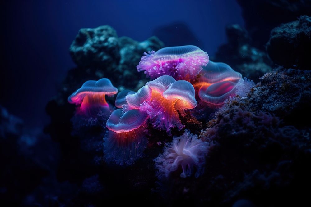 Bioluminescence deep sea outdoors animal nature.