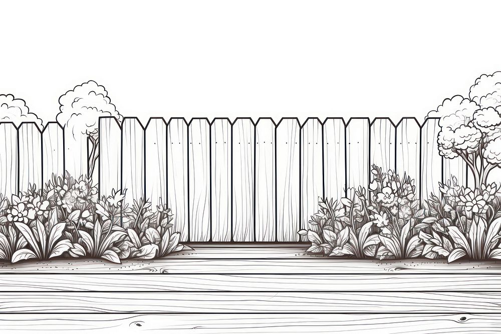 Small wooden yard sketch outdoors drawing.