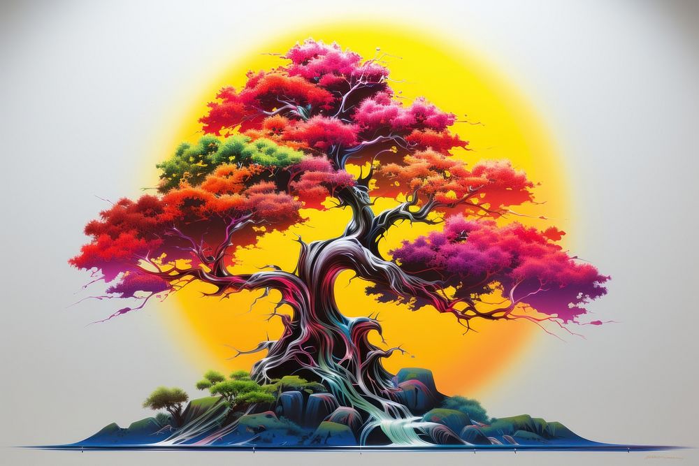 A tree art painting bonsai.