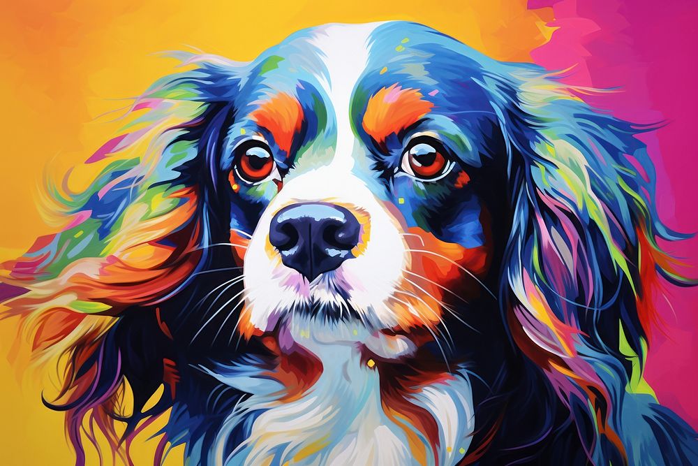 Cavalier King Charles Spaniel dog art painting spaniel.