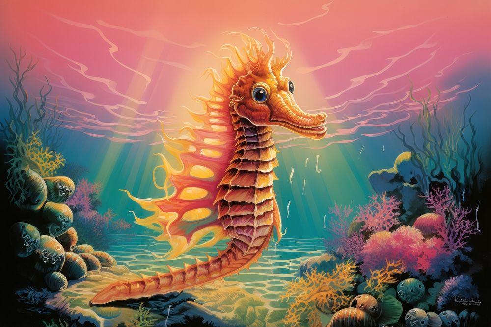 A seahorse outdoors nature animal.