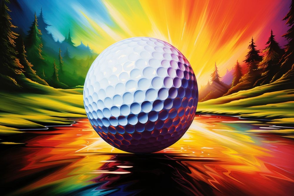 Flying golf ball sports art recreation.