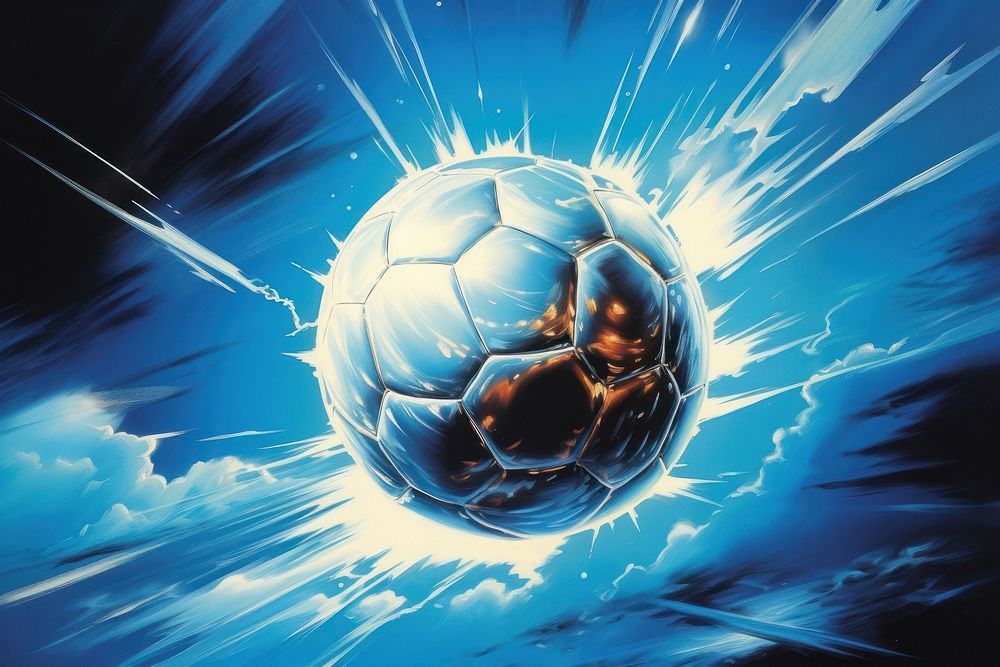 Flying soccer ball football sports sphere.