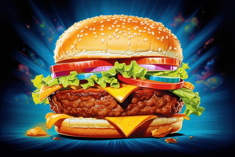 Juicy burger food advertisement hamburger.