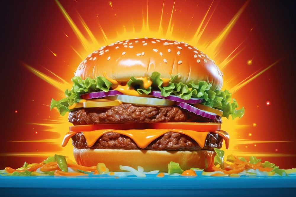 Juicy burger food advertisement hamburger.