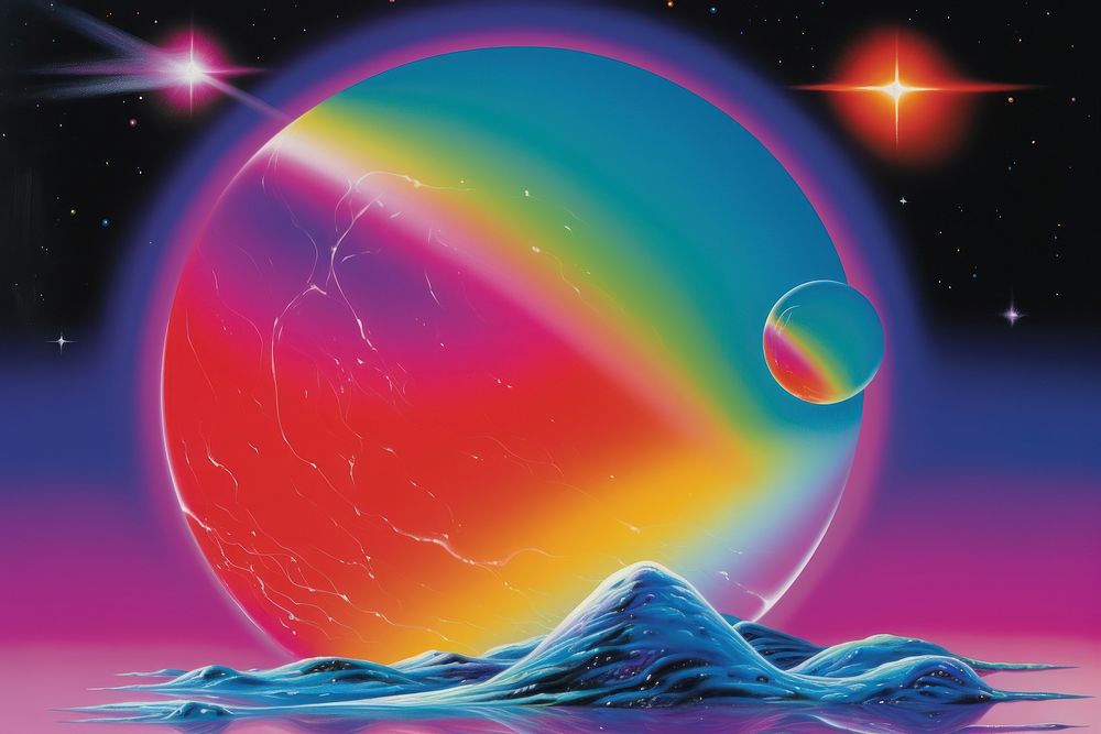 The moon astronomy universe rainbow.