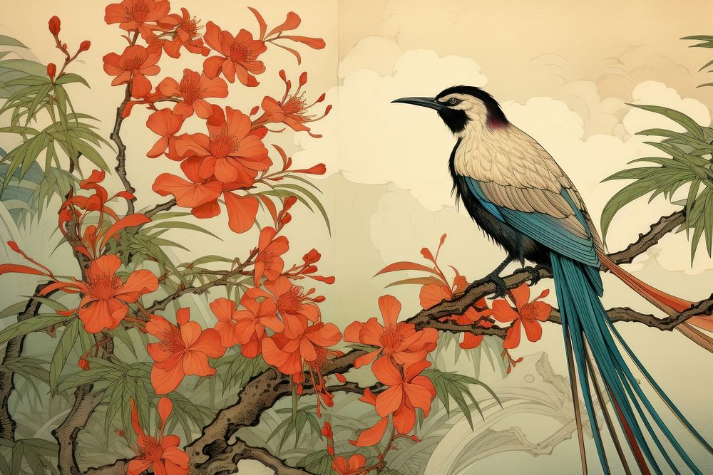 Bird of paradise flower art painting.