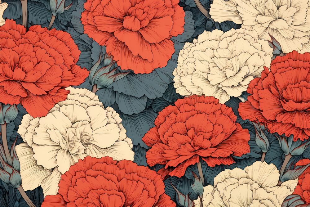Carnation flowers art backgrounds pattern.
