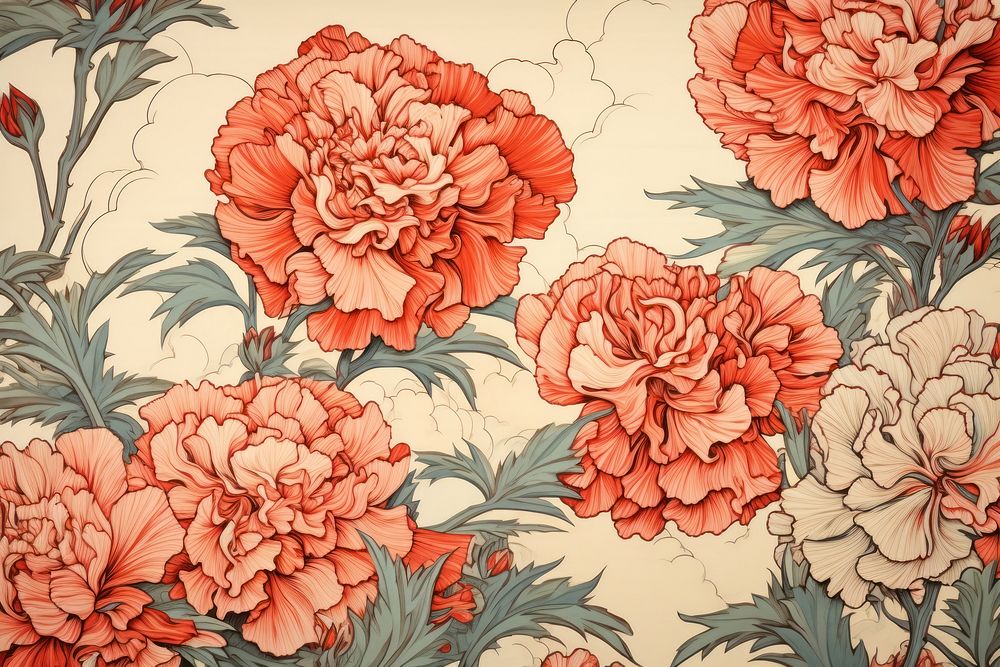 Carnation flowers art backgrounds pattern.