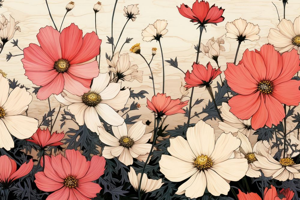 Cosmos flowers backgrounds pattern cosmos.
