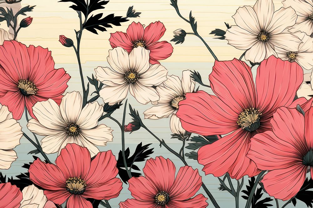 Cosmos flowers backgrounds pattern cosmos.