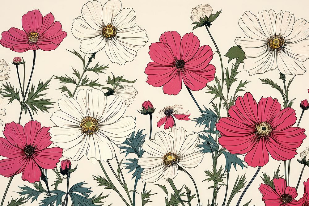 Cosmos flowers art backgrounds pattern.