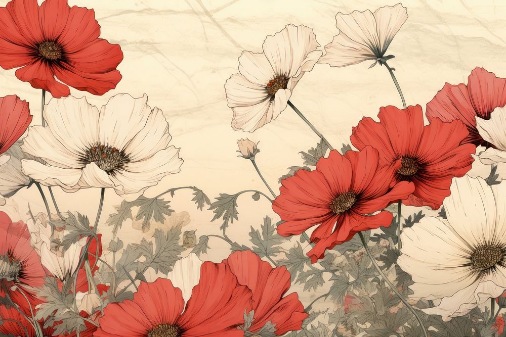 Cosmos flowers art backgrounds pattern.