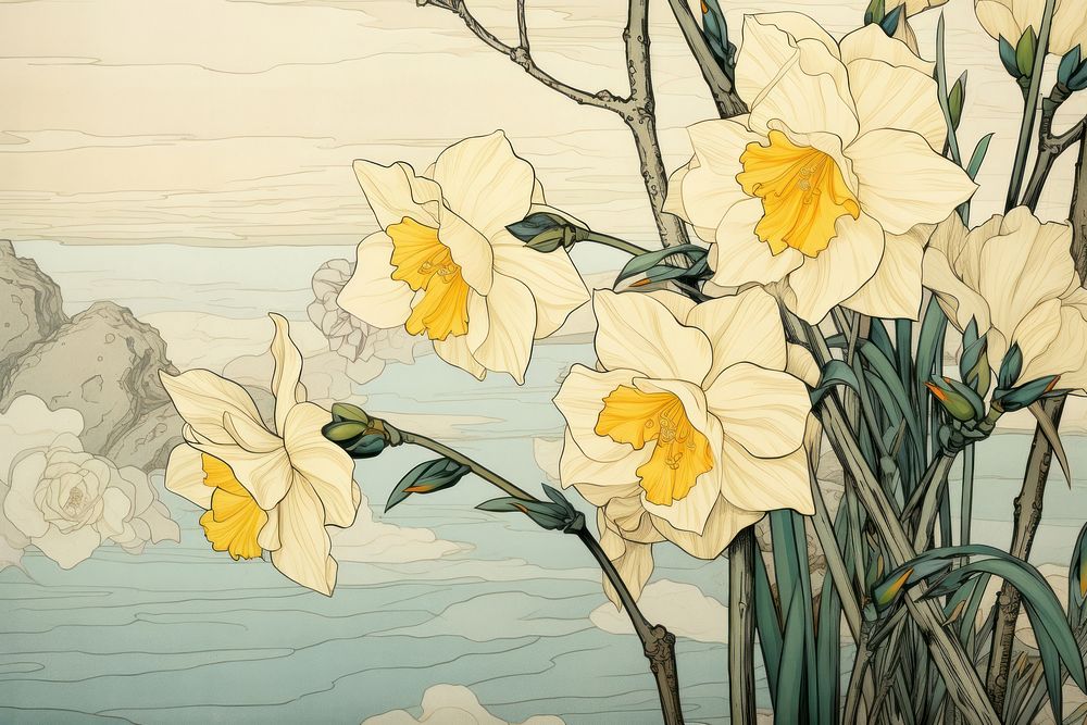 Daffodil flower art painting.