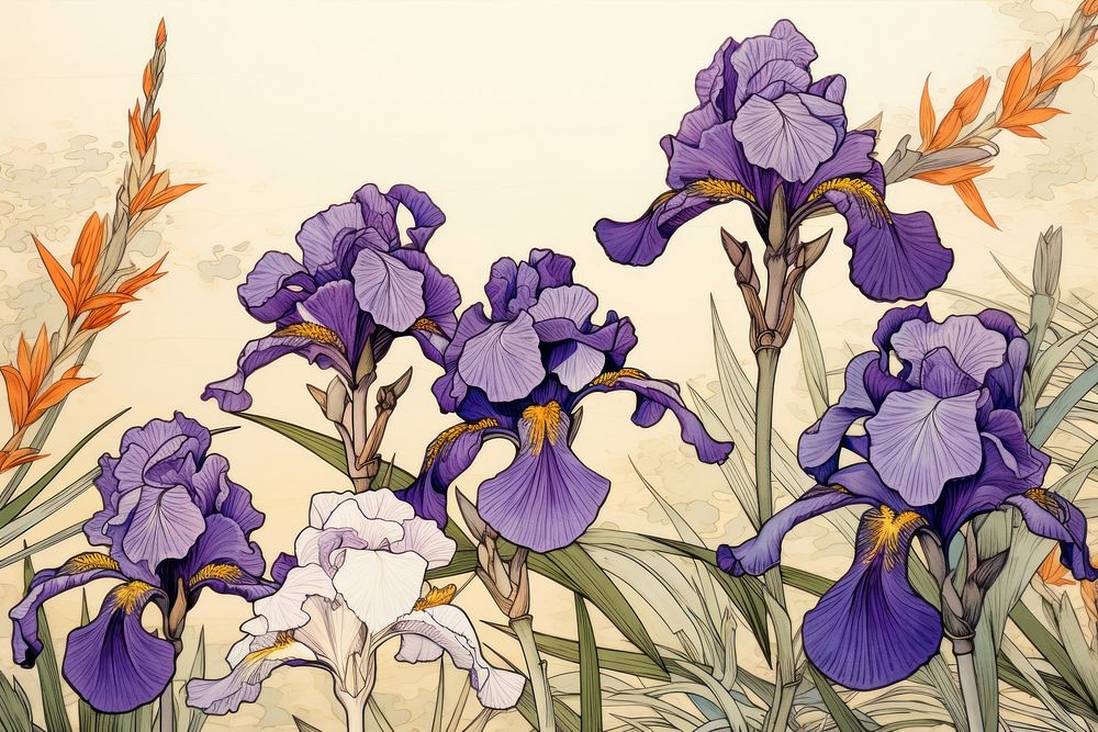Japanese iris flower purple plant.