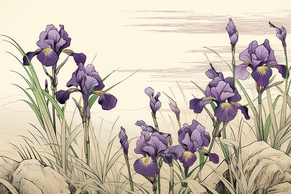 Japanese iris flower purple plant.