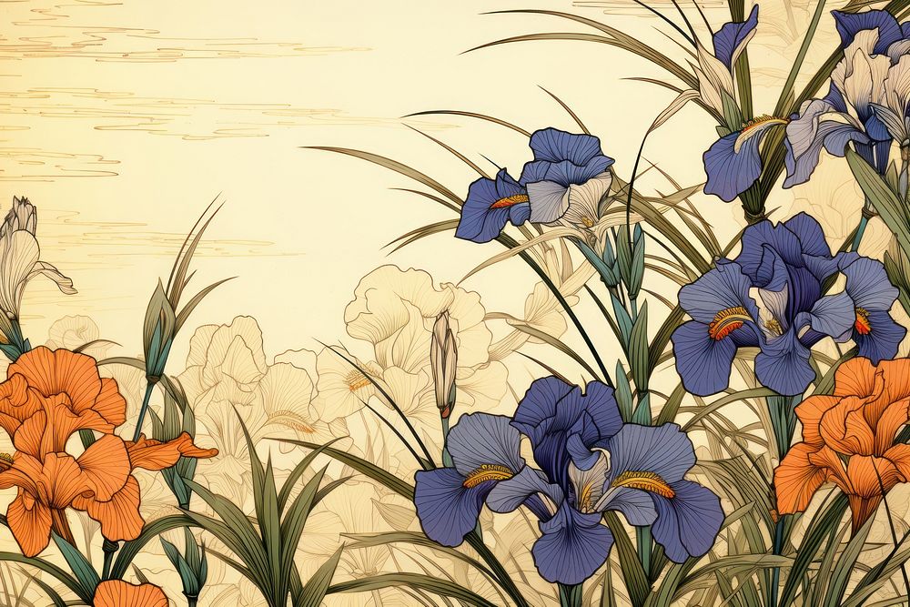 Japanese iris flower art backgrounds.