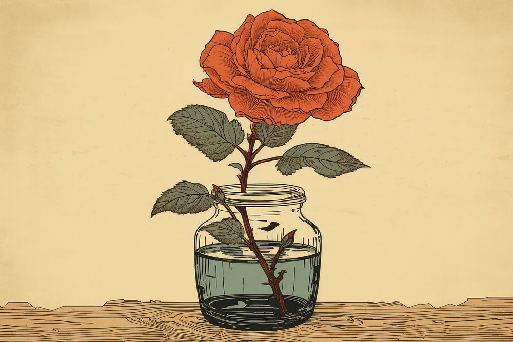 Rose in vase flower art plant.
