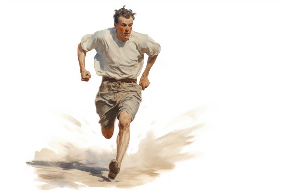 A man running jogging adult white background.