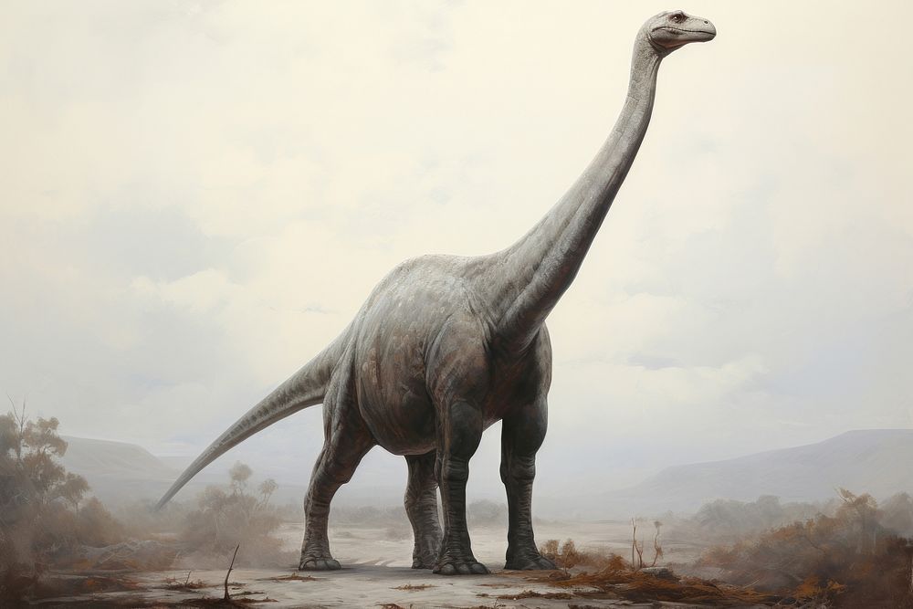 A Brachiosaurus dinosaur animal landscape wildlife.