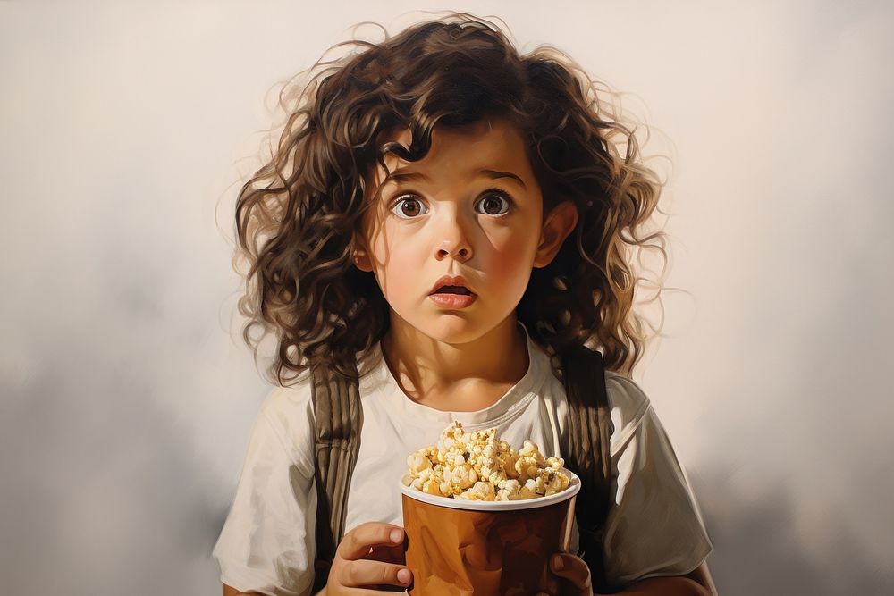 Popcorn child food girl.