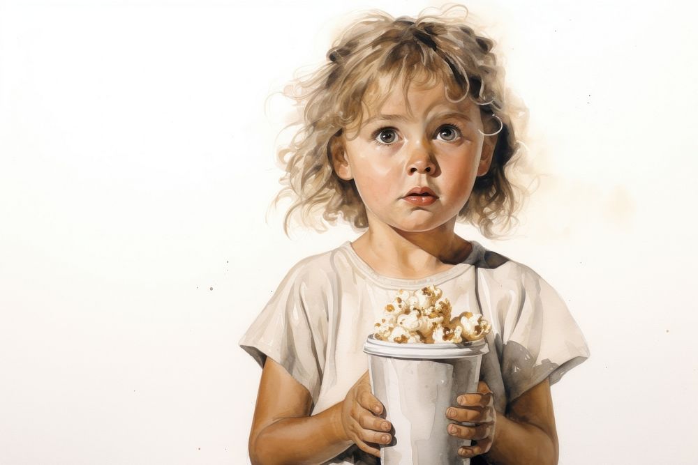 Popcorn holding child food.