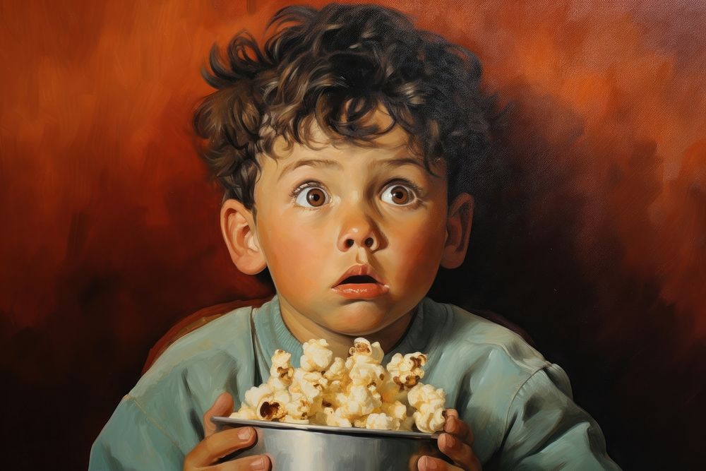 Popcorn painting food kid.