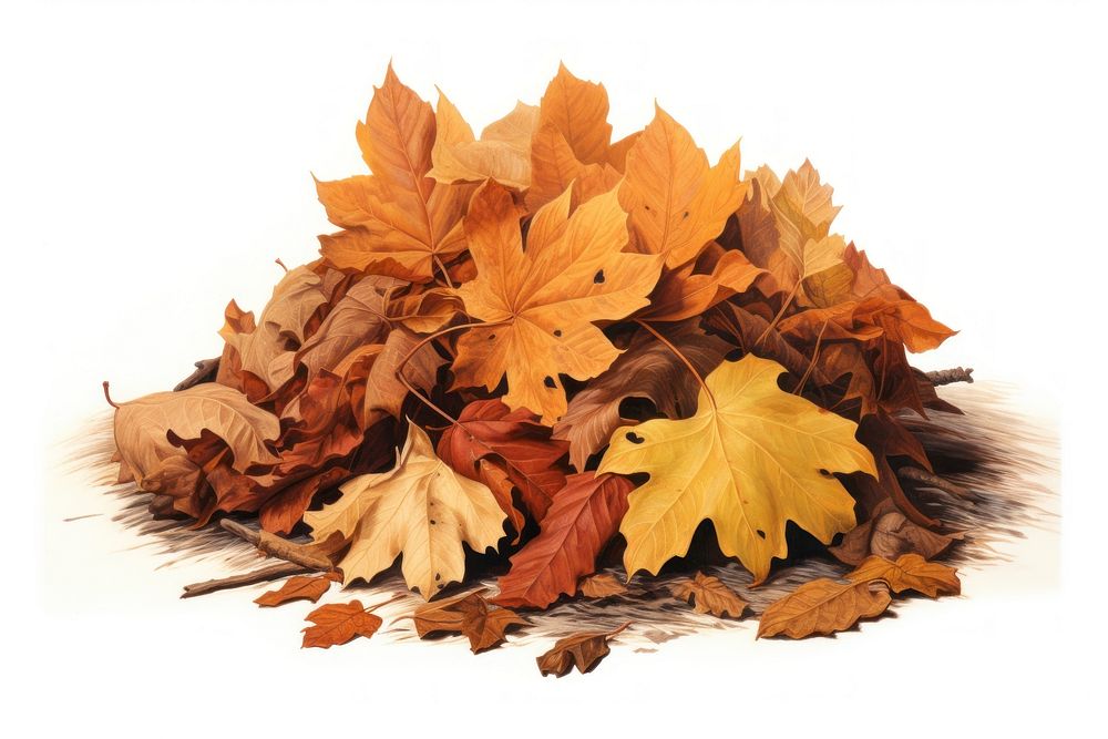 A pile of Autumn leaves autumn maple plant.