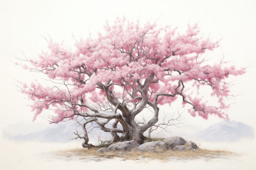 A sakura tree painting blossom drawing.