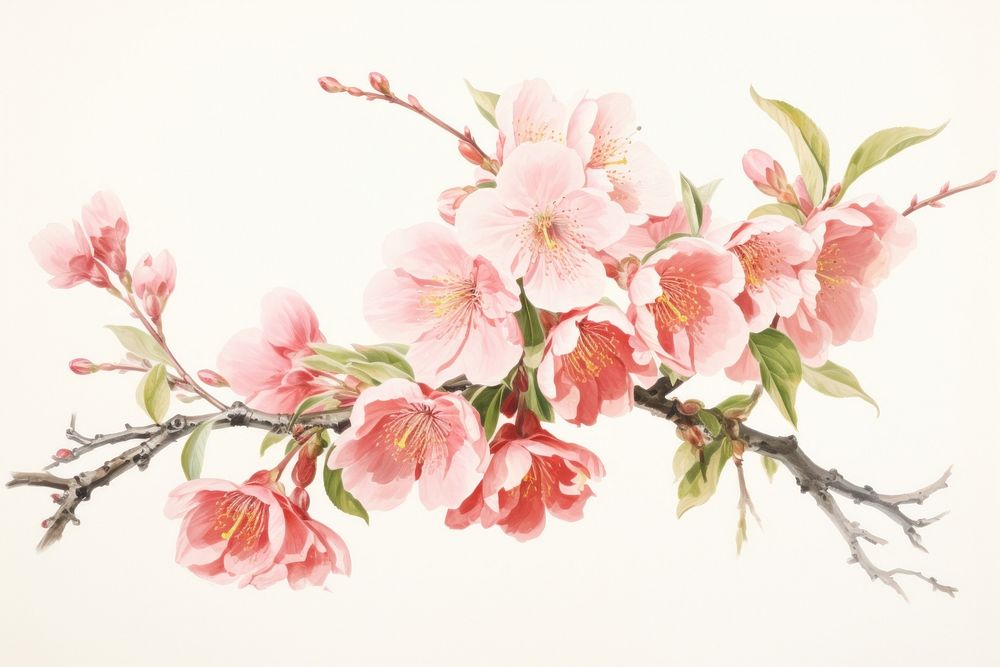A sakura flower painting blossom plant.