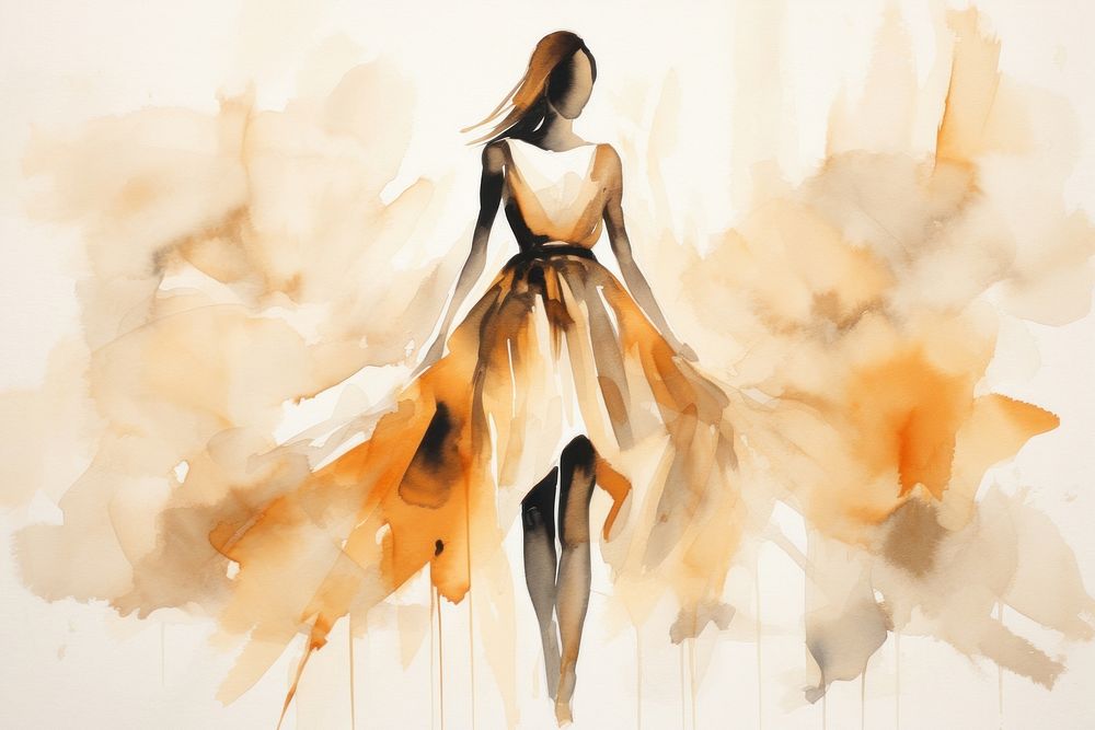 Woman in a dress aesthetic background painting fashion art.