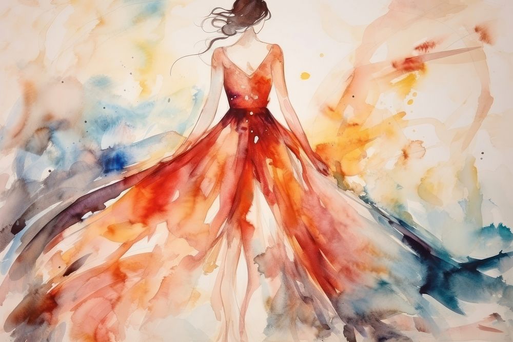 Woman in a dress aesthetic background fashion painting adult.