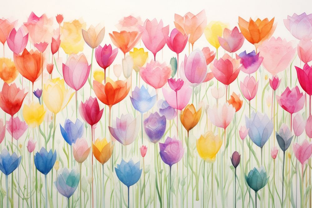 Colorful tulip garden aesthetic background backgrounds painting outdoors.