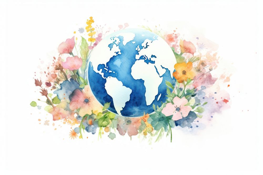 Environment globe aesthetic background planet flower space.