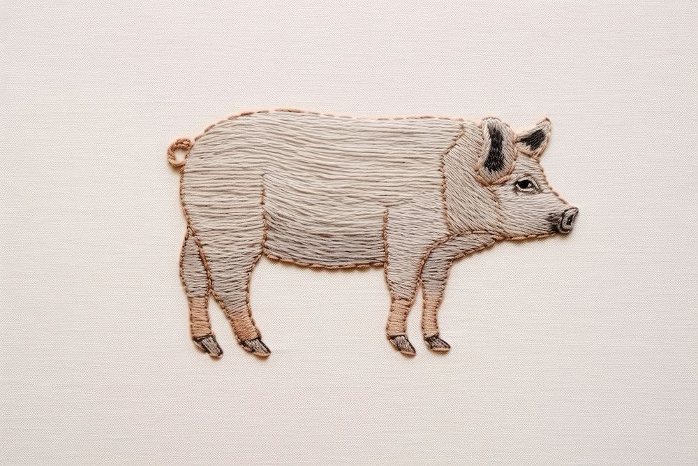 Embroidery of pig wildlife animal mammal.