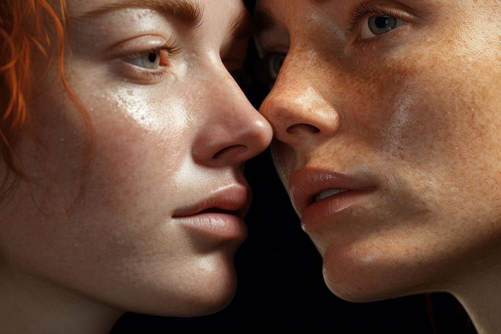 Skin freckle kissing adult.