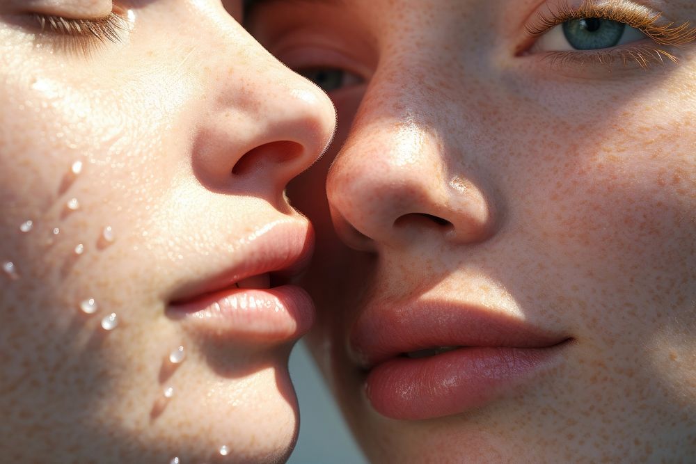 Skin portrait freckle kissing.