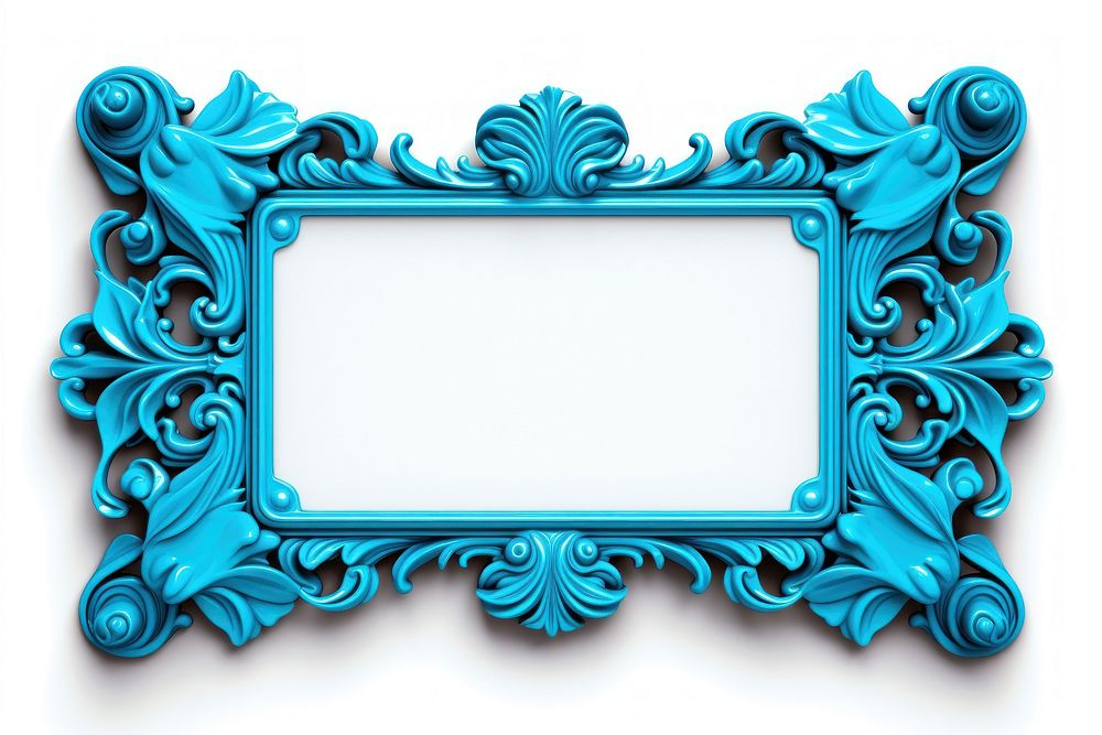 Blue turquoise frame white background.