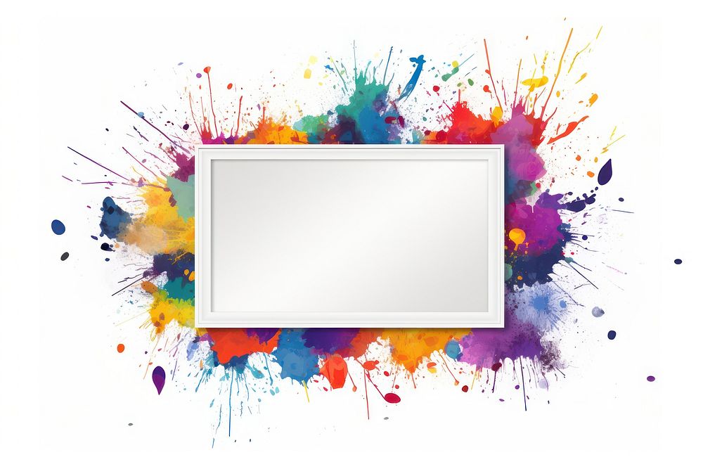 Pop colorful painting frame white background.