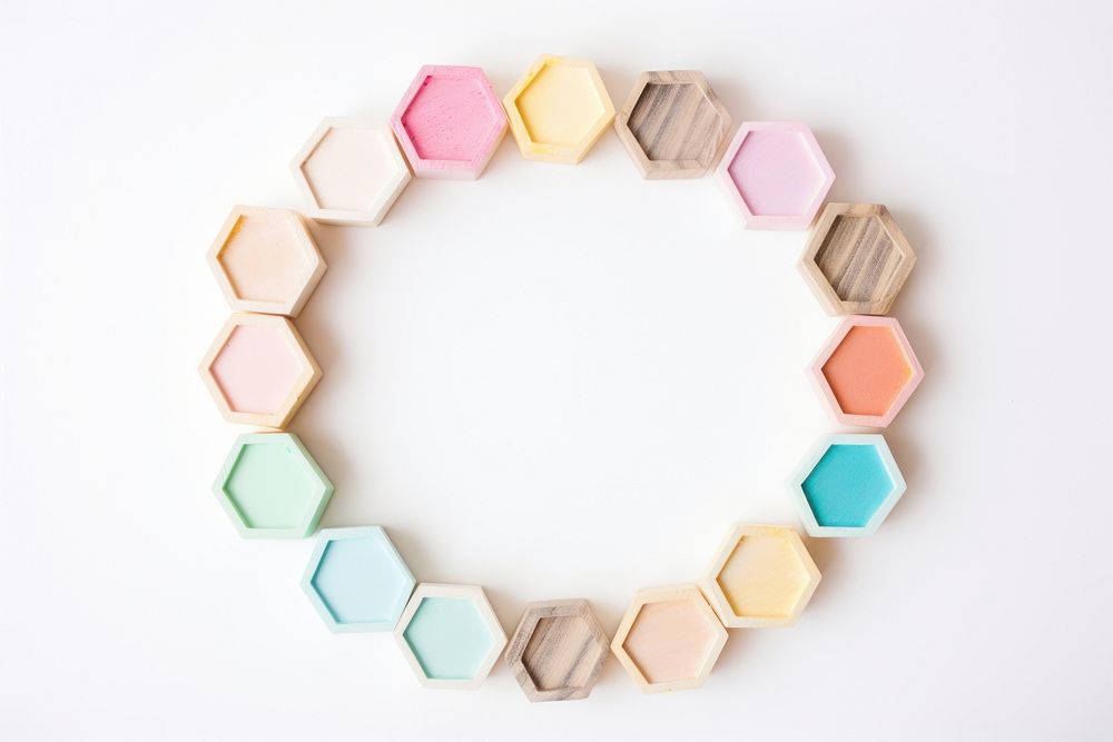 Pastel hexagon jewelry white background confectionery.