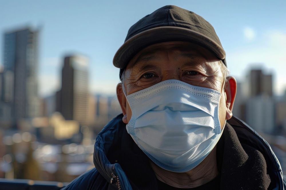 Man wearing face mask portrait adult city.