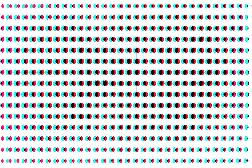 Anaglyph black red cyan fine dots pixel backgrounds pattern white background.